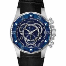 Men's Reserve Chronograph Stainless Steel Case Leather Strap Blue Tone DIal