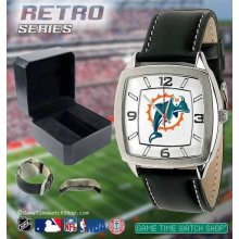 Mens Retro Game Time Logo Watch Square Dial Adjustable Leather Band NFL Teams