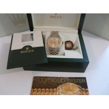 Mens Rolex Datejust Bi-metal Champagne Diamond Dial