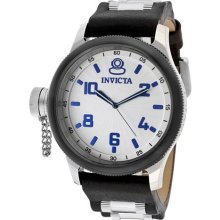 Men's Russian Diver Silver Dial Black Genuine Leather ...