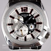 Men's Silver Dial Fashion Quartz Wrist Watch Silver-tone Stainless S