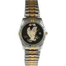 Mens Silvertone and Gold Eagle Watch