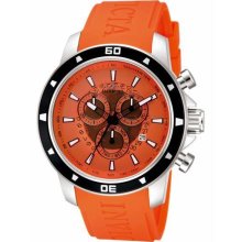 Men's Specialty Stainless Steel Case Rubber Bracelet Orange Dial Day and Date