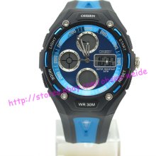 Mens Sport Waterproof Chrono Date/day Analog/digital Alarm Rubber Fashion Watch