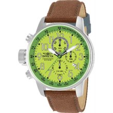 Men's Stainless Steel Case Quartz Specialty Chronograph Green Tone Dia