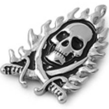 Men's Stainless Steel Skull & Sabre Sword Biker Pendant