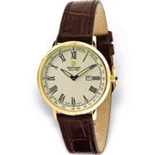 Mens Steinhausen Yellow Dial Leather Band Swiss Quartz Watch Xwa1441