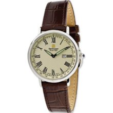 Mens Steinhausen Yellow Dial Leather Band Swiss Quartz Watch