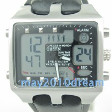 Men's Waterproof Sport Quartz Watch Ohsen Digital Analog Chrono Black Dial