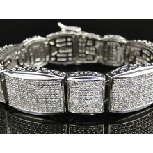 Mens White Finish Stainless Steel 316 White Lab Diamond Designer Braccelet