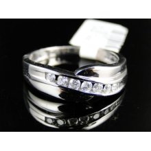 Mens White Gold Genuine Diamond Wedding Band Ring 1/4ct