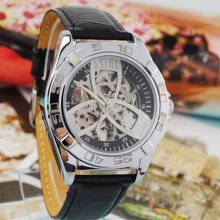 Men's Wristwatch Automatic Movt Army Style Rotate Number Frame Black Fashion
