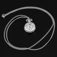 metal round quartz pocket pendant watch necklace chain