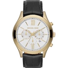 Michael Kors 'Brookton' Chronograph Bracelet Watch, 43mm Black/ Gold