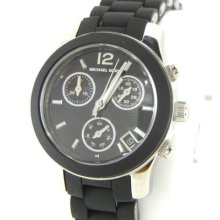 Michael Kors Mk5442 Ladies Black Strap Dial/silver Stainless Sports Wrist Watch