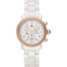 Michele CSX White Ceramic Diamond Bezel Ladies Watch MWW03N000004