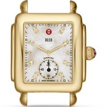 MICHELE Deco Gold Diamond Dial Watch, 29mm