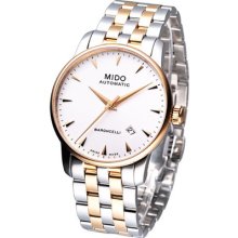 Mido Baroncelli Men Mechanical Automatic Swiss Watch White Rose Gold M86009111