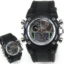 Military Black Ring Dual Analog Digital Hours Racer Men Gift Sports Watch W/box