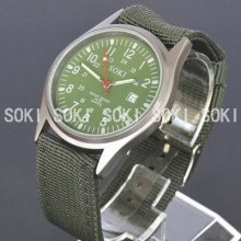 Military Soki Army Analog Quartz Mens Wrist Band Canvas Bracelet Watch W35