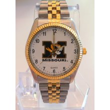 Missouri Tigers Classic Two Tone Ssteel, Metal Bracelet Men's Sports Watch
