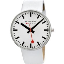 Mondaine Men's A660.30328.11Sba Giant White Leather Band Watch