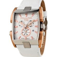 Mulco MW1-20185-113 White Dial White Leather Band Unisex Watch