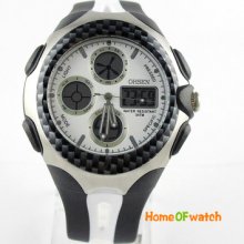 Multi Function Rubber White Dual Time Display Digital Men/women Sport Watch