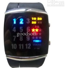 Multicolor 29 Leds Silver Strap Led Watch Christmas Gift