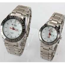 Nary Fashion Couple Watch Modern Sport Quartz Stainless Steel Watch White Dial