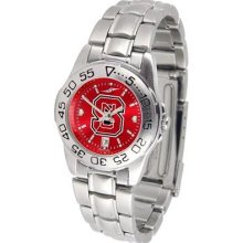 NCSU NC State Wolfpack Ladies Stainless Steel Dress Watch