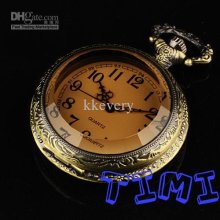 New Bronze Quartz Mineral Glass Pocket Watch Chain Gift