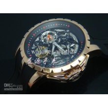 New Hj Rogerdubuis Hollow Dual Time Zone Automatic Mechanical Rubber