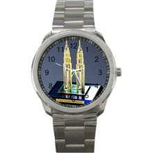 new hot twin tower malaisiya sport metal watch rare - Stainless Steel