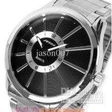 New Quartz Sinobi Men's Watch Black Dial Stainless Steel Luxury Mens