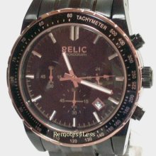 New Relic Fossil Brady Black Ion Plated Rose Gold Chronograph Menâ€™s