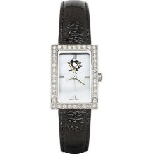 NHL - Pittsburgh Penguins Ladies Allure Watch Black Leather Strap