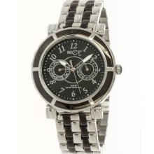 Nice Italy Ladies Stefania Multi Stainless Watch - Silver Bracelet - Black Dial - NICW1066STE021023