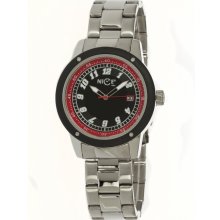 Nice Italy Mens Enzo Bracciale Stainless Watch - Silver Bracelet - Black Dial - NICW1058ENB021008