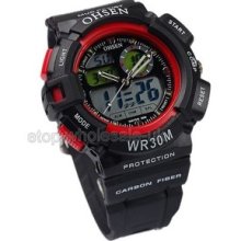Nightlight Chronograph Digital Multifonction Fashion Sport Wrist Watches Red