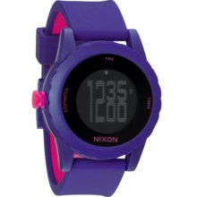 Nixon Ladies Genie Purple Plastic Resin Case Digital Quartz Purple Rubber Strap Stopwatch A326-230