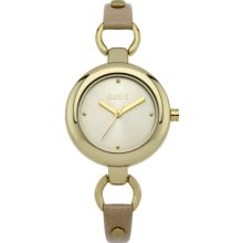 Oasis Women's Quartz Watch With Gold Dial Analogue Display And Brown Leather Strap B1097