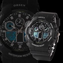 Ohsen Lcd Dual Core Black Men Sport Date Day Alarm Stopwatch Watch Dailyetrade