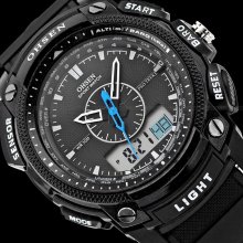 Ohsen Lcd Men Lady Sport Date Day Alarm Stopwatch Quartz Rubber Wrist Watch Gbh