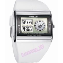 Ohsen Led Dial Sport Digital Date Quartz Waterproof Mens Wrist Watch