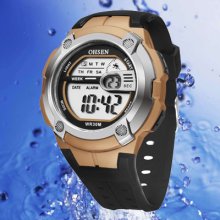 Ohsen Waterproof 7 Colors Backlight Digital Alarm Boys Mens Stop Sport Watch
