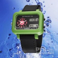 Ohsen Women Silicone Sport Quartz Watch Digital Led Candy Multifunct