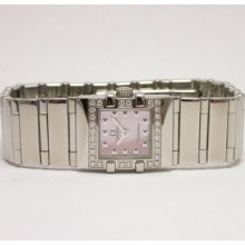 Omega Constellation Quadra Mini Ladies Watch Pink Mop Dial Ss Diamond 1537.73.0