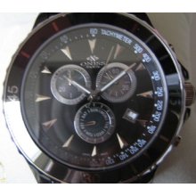 Oniss Deluxe Men's Watch Chrono Quartz All Black Ceramic Sapphire Original