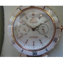 Oniss Everest Women's Watch Quartz White Ceramic Mop Dial Rose Gold Original